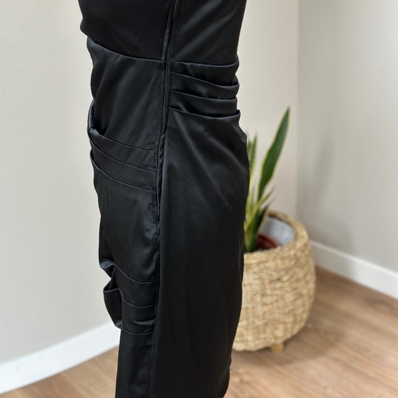 Ruby rox one shoulder ruched midi black cocktail dress SZ 5 - Picture 4 of 11